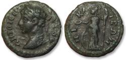 Ancient Coins - AE 15mm (hemi-assarion) Caracalla, Bithynia, Nikaia mint 198-217 A.D. - Athena standing left with shield and spear- Rare