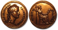 World Coins - France 5th Republic: large copper medal emperor Tiberius --tribute penny--