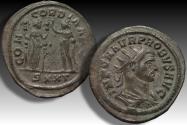 Ancient Coins - Silvered antoninianus Probus, Ticinum mint circa 277 A.D. - CONCORDIA AVG, SXXT - scarcer reverse variety spelling