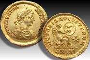 Ancient Coins - AV gold solidus Valentinian II / Valentinianus II, Antioch mint Aug. 378 - Aug. 383 A.D. - Quinquennalia issue - Rare!