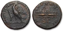 Ancient Coins - AE quadrans Hadrian / Hadrianus, Rome mint 119-123 A.D. - scarcer with eagle's head facing to right