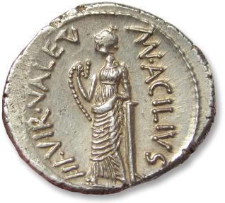 Ancient Coins - AR denarius Mn. Acilius Glabrio. Rome 49 B.C. - rare in this near mint state quality -