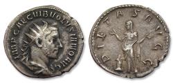 Ancient Coins - Silver antoninianus Volusian / Volusianus, Rome mint circa 253 A.D. - PIETAS AVGG -