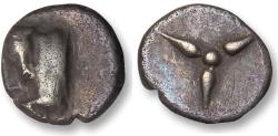 Ancient Coins - AR silver hemiobol Caria / Karia, uncertain mint (Hydissos ?) circa 450-350 B.C. - rare tiny little coin -