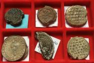 Ancient Coins - Group of 6x Pb/lead Byzantine seal circa 600-1000 A.D.- various types, from former German collection