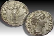 Ancient Coins - AR Denarius, Faustina Senior -nearly as minted - Rome mint after 141 A.D. - AVGVSTA, Ceres standing left -
