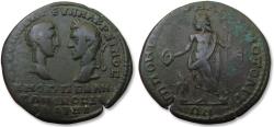 Ancient Coins - Æ 28mm (pentassarion) Macrinus & Diadumenianus, Moesia, Marcianopolis 217-218 A.D. - struck under Pontianus, legatus consularis - Zeus offering -