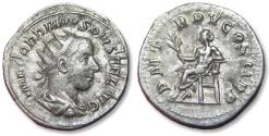 Ancient Coins - Silver antoninianus Gordian III / Gordianus III, Rome circa 241-243 A.D. - P M TR P V COS II P P, Apollo seated left -