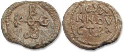 Ancient Coins - Byzantine lead seal, Johannes Stratelates circa 650-730 A.D. - with old german auction info -
