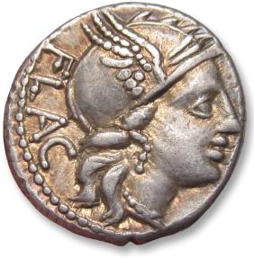 Ancient Coins - AR denarius L. Rutilius Flaccus, Rome mint 77 B.C.