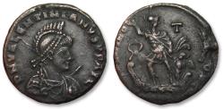 Ancient Coins - AE maiorina / centenionalis Valentinianus II, Alexandria mint circa 378-383 A.D. - GLORIA ROMANORVM / wreath / T -