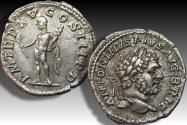 Ancient Coins - Silver denarius Caracalla, Rome mint circa 212 A.D. - P M TR P XV COS III P P, Hercules -