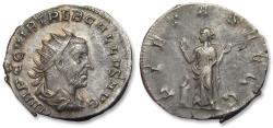 Ancient Coins - Silver antoninianus Trebonianus Gallus, Rome mint circa 251-253 A.D. - PIETAS AVGG -