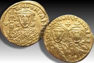 Ancient Coins - AV gold solidus Constantine V Copronymus, with Leo IV, Constantinopolis 756-764 A.D.