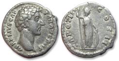Ancient Coins - Silver denarius Marcus Aurelius as Caesar, Rome mint 148-149 A.D. - TR POT III COS II, Minerva -