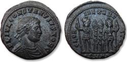 Ancient Coins - Constantius II Caesar AE follis, Heraclea mint 331-333 A.D. - mintmark •SMHA, rare issue - traces of original silvering