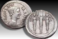 Ancient Coins - AR denarius P. Accoleius Lariscolus, Rome mint 43 B.C.