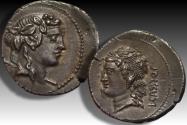 Ancient Coins - AR Denarius, L. Cassius Longinus. Rome 78 B.C. - Struck from fresh dies & beautifully toned -