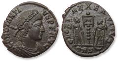 Ancient Coins - AE follis Constantius II as Caesar 324-337 A.D. - Ex Kaiser Frankfurt 1985, with collector ticket (wrongly attributed mint), Trier mint AD 340 - mintmark TRS with little crescent