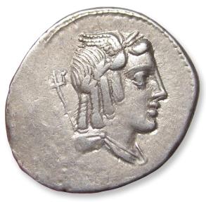 Ancient Coins - AR denarius L. Julius Bursio, Rome 85 B.C. - variety with control numeral VI -
