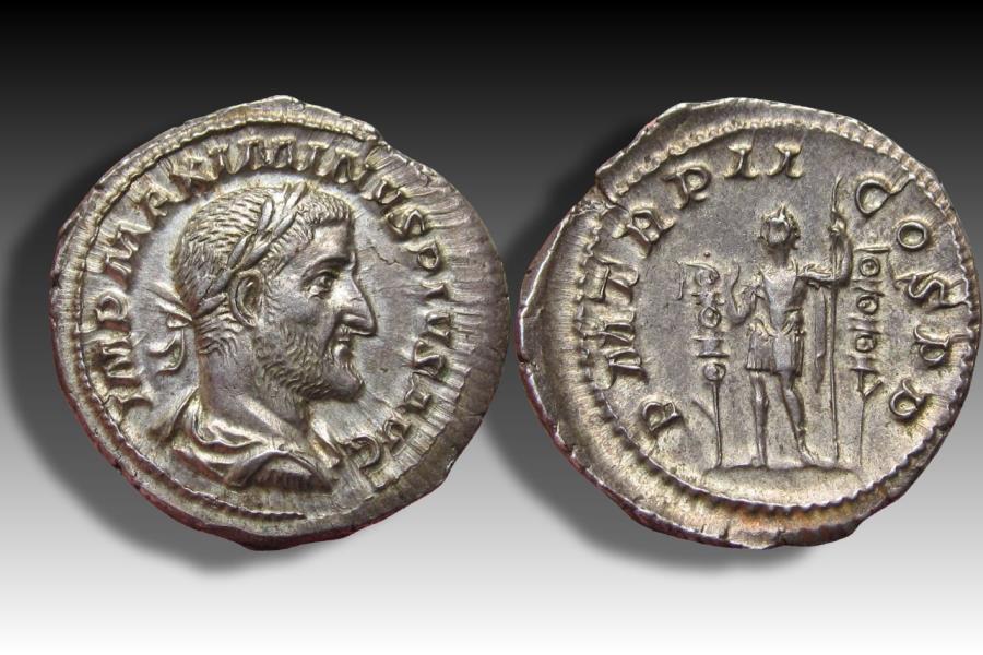 AR denarius Maximinus I Thrax, Rome 236 A.D. - P M TR P II COS P P, in