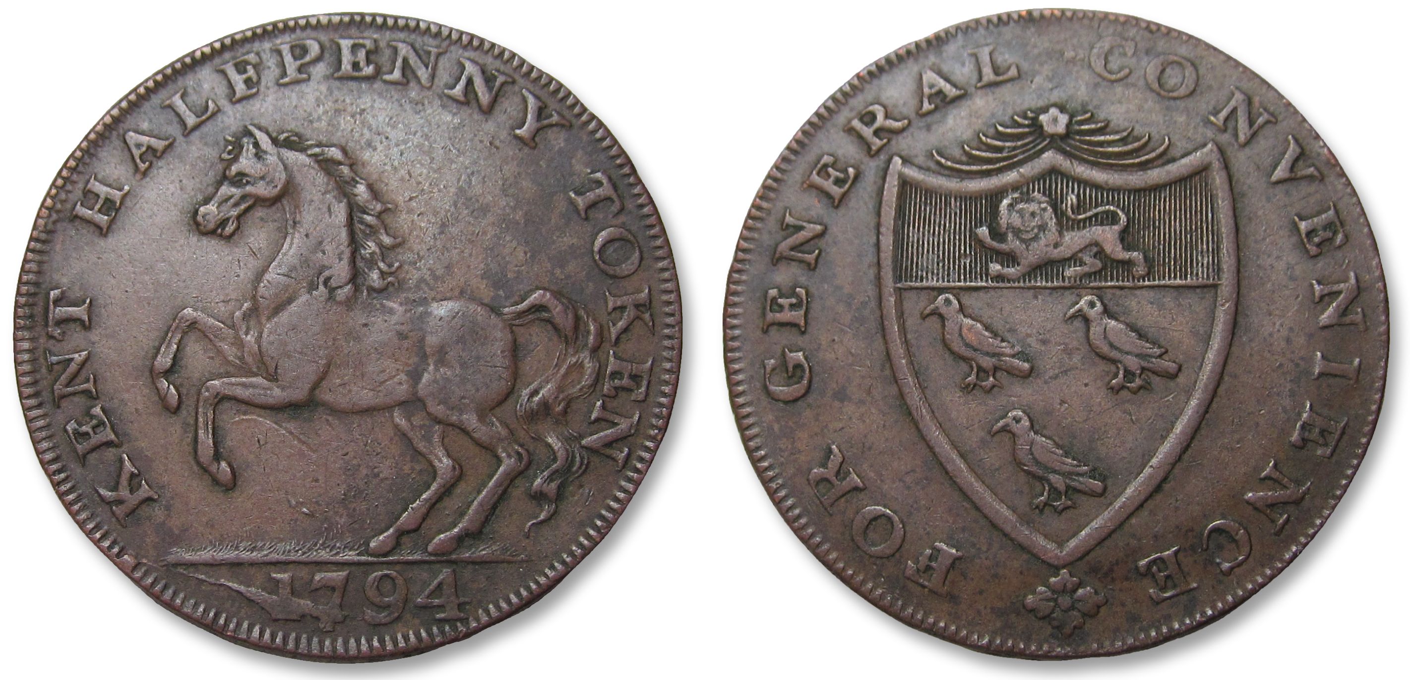 GREAT BRITAIN AE / CU Halfpenny Token 1794 A.D. Kent | Tokens & Medals