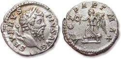 Ancient Coins - AR denarius Septimius Severus, Rome mint 202-210 A.D. - VICT PART MAX -