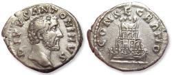 Ancient Coins - AR denarius Divus Antoninus Pius, Rome mint after 161 A.D. - CONSECRATIO, funeral pyre -
