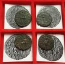 Ancient Coins - Group of 4x AE (silvered) antoninianus) Gallienus 253-268 A.D., with old collector tickets