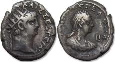 Ancient Coins - BI tetradrachm Nero with Poppea, Egypt, Alexandria mint dated RY 10 = 63-64 A.D.