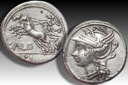 Ancient Coins - AR denarius C. Coelius Caldus, Rome mint 104 B.C. - variety with control letter •I in exergue -