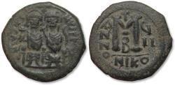 Ancient Coins - 27mm follis Justin II / Justinus II, Nicomedia mint dated RY 8 = 572-573 A.D. - with ticket -