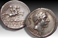 Ancient Coins - AR silver denarius L. Marcius Philippus, Rome 56 B.C.