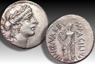 Ancient Coins - AR denarius Mn. Acilius Glabrio, Rome mint 49 B.C. - well struck example -