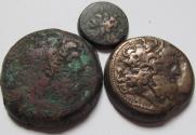 Ancient Coins - Group of 3x AE coins circa 275-150 B.C. PTOLEMAIC KINGS of EGYPT: AE 34 + AE 30 + AE 19