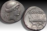 Ancient Coins - AR denarius C. Considius Paetus, Rome mint 46 B.C.