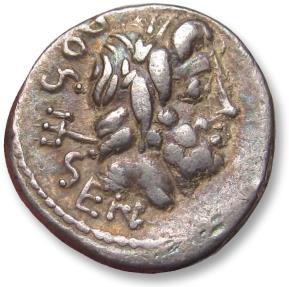 AR quinarius L. Rubrius Dossenus, Rome mint 87 B.C. - well struck for ...