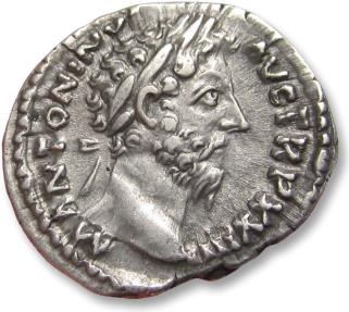 Ancient Coins - AR silver denarius Marcus Aurelius, Rome mint circa 169 A.D. - SALVTI AVG COS III, Salus -