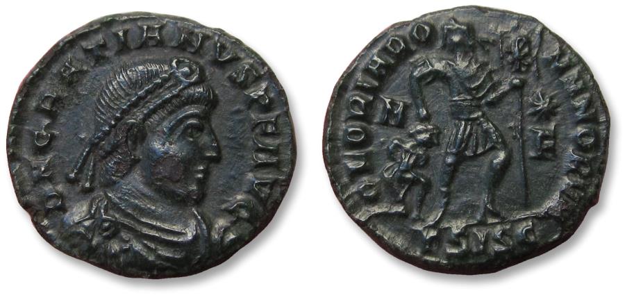Ancient Coins - Æ Follis Gratianus / Gratian, Siscia mint AD 367-375 - mintmark ΓSISC (3rd officina)