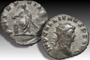 Ancient Coins - Silvered antoninianus Gallienus, Milan circa 266-267 A.D. - P M TR P VII COS - rare type, almost fully silvered