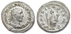 Ancient Coins - Silver antoninianus Philip I The Arab, Rome mint circa 244-249 A.D. - FELICITAS TEMP - heavy 5,19 gram coin