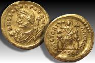 Ancient Coins - AV gold solidus Leo I, Thessalonica circa 462 A.D. - very rare consular issue, long provenance list + published