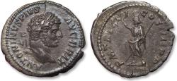 Ancient Coins - AR denarius Caracalla Rome mint circa 213 A.D. - P M TR P XVI COS IIII P P, Serapis -
