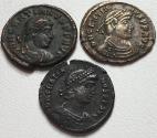Ancient Coins - Group of 3x follis struck under Gratian / Gratianus