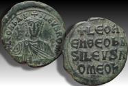 Ancient Coins - 27mm AE follis Leo VI the Wise, Constantinopolis mint 886-912 A.D. - with auction / sales ticket -