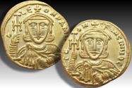 Ancient Coins - AV gold solidus Constantine V Copronymus with Leo III, Constantinople mint 745-750 A.D.