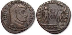 Ancient Coins - AE 24mm follis Maxentius, Ostia mint, 4th officina circa 309-312 A.D. - AETERNITAS AVG N, Castor and Pollux, MOSTQ
