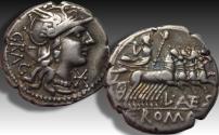 Ancient Coins - AR silver denarius L. Antestius Gragulus, Rome mint 136 B.C.
