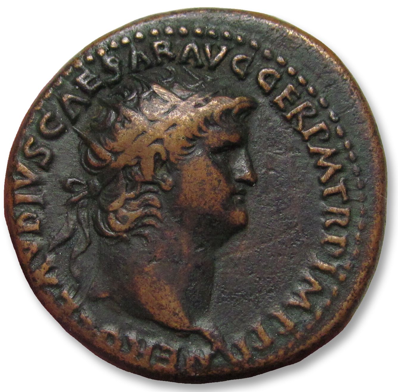 27mm AE dupondius Nero, Rome mint circa 64 A.D. - scarce type in