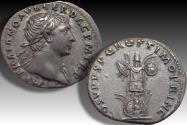 Ancient Coins - AR denarius Trajan / Trajanus, Rome mint AD 107-108 - trophy of Dacian arms, beauty -